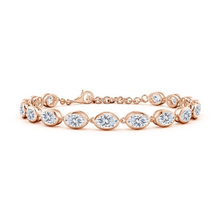 6x4mm FGVS Bezel-Set Oval Lab-Grown Diamond Tennis Bracelet in Rose Gold