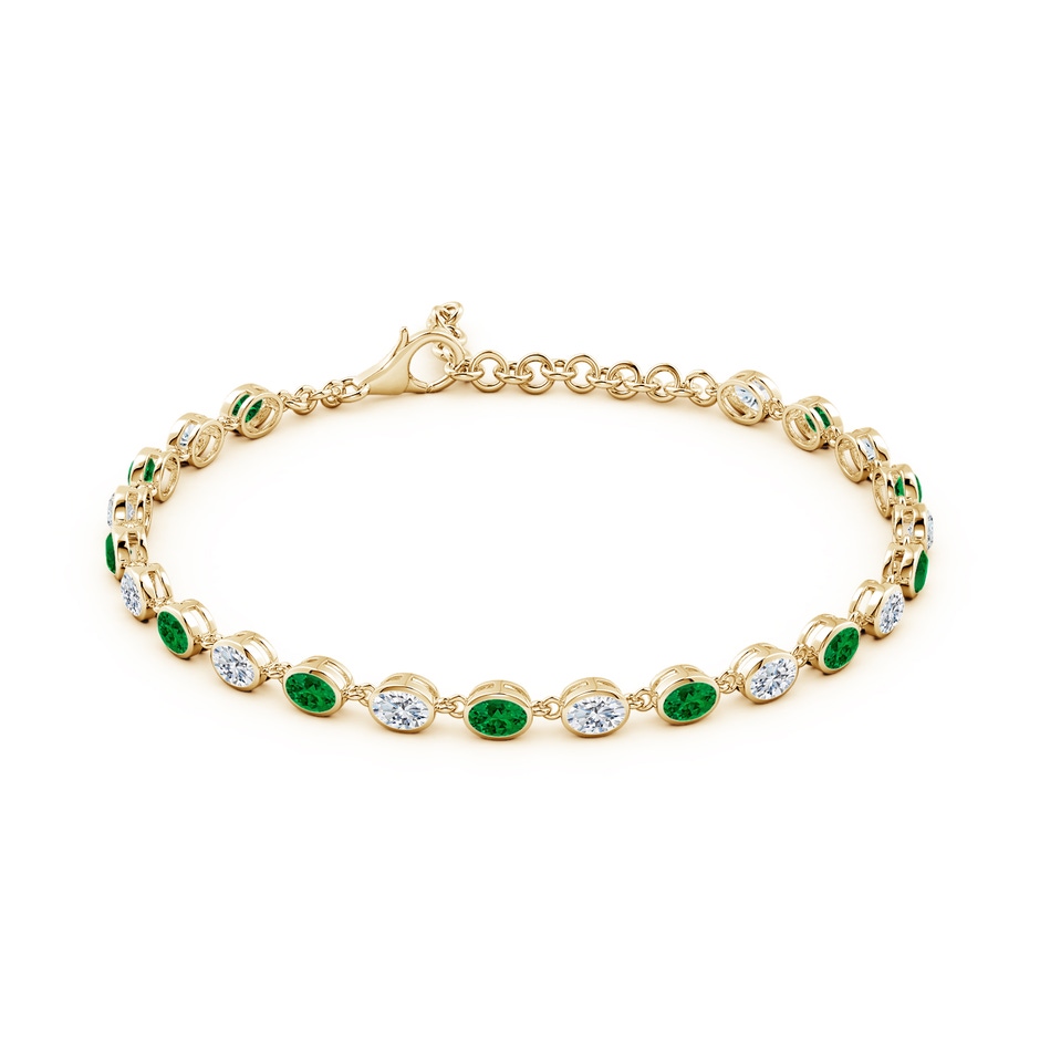 4x3mm Labgrown Bezel-Set Oval Lab-Grown Emerald and Diamond Tennis Bracelet in 18K Yellow Gold Side 199