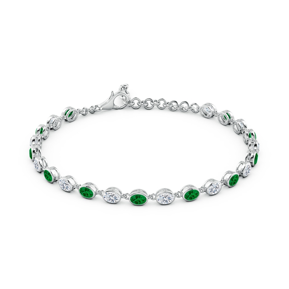 4x3mm Labgrown Bezel-Set Oval Lab-Grown Emerald and Diamond Tennis Bracelet in White Gold Side 199