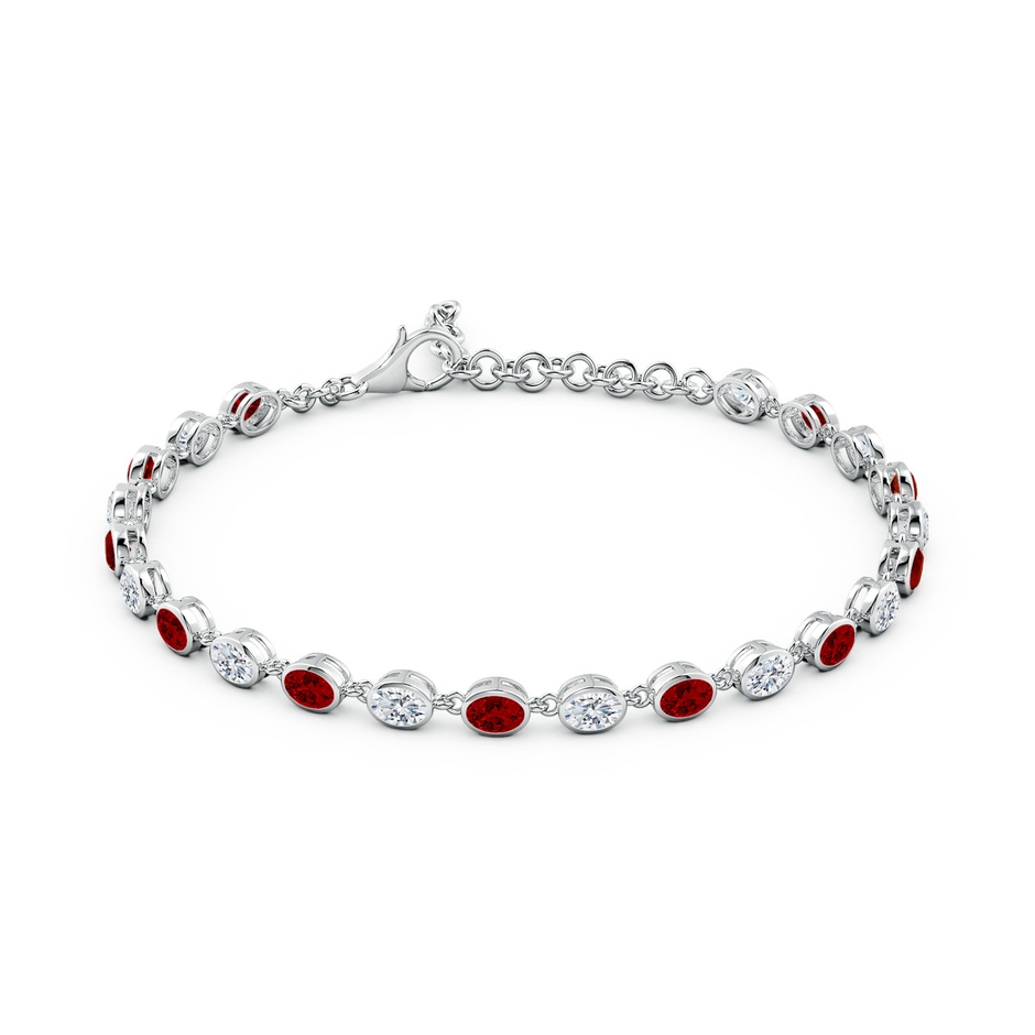 4x3mm Labgrown Bezel-Set Oval Lab-Grown Ruby and Diamond Tennis Bracelet in White Gold Side 199