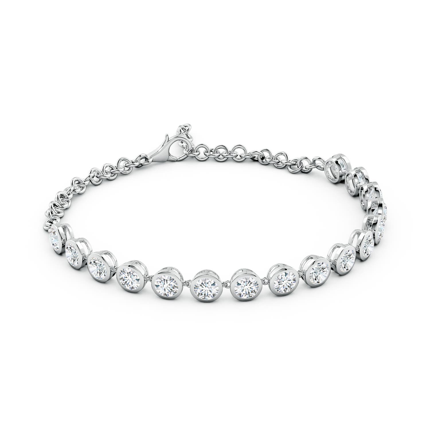 4.1mm FGVS Round Lab-Grown Diamond Chain Bracelet in 18K White Gold