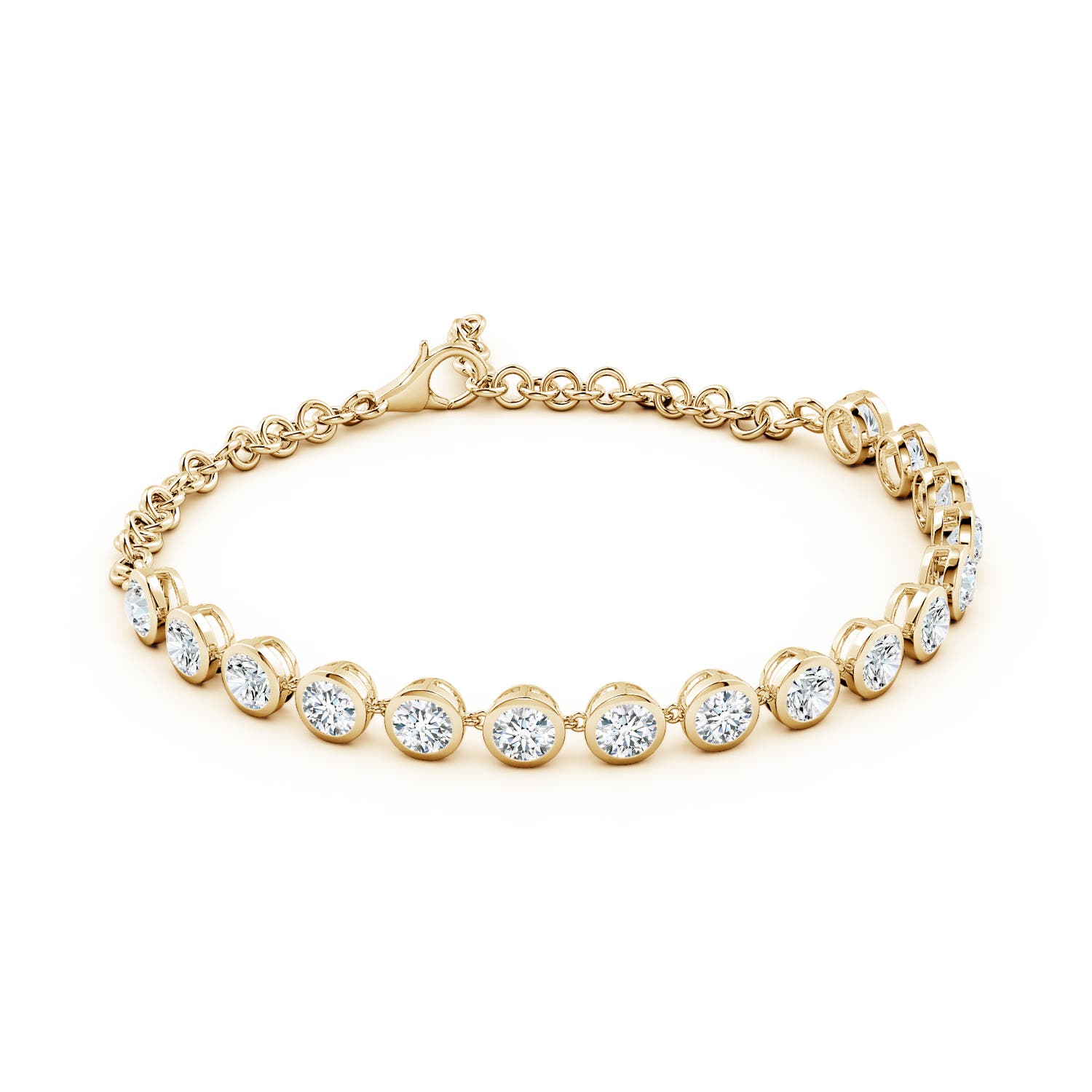 4.1mm FGVS Round Lab-Grown Diamond Chain Bracelet in Yellow Gold