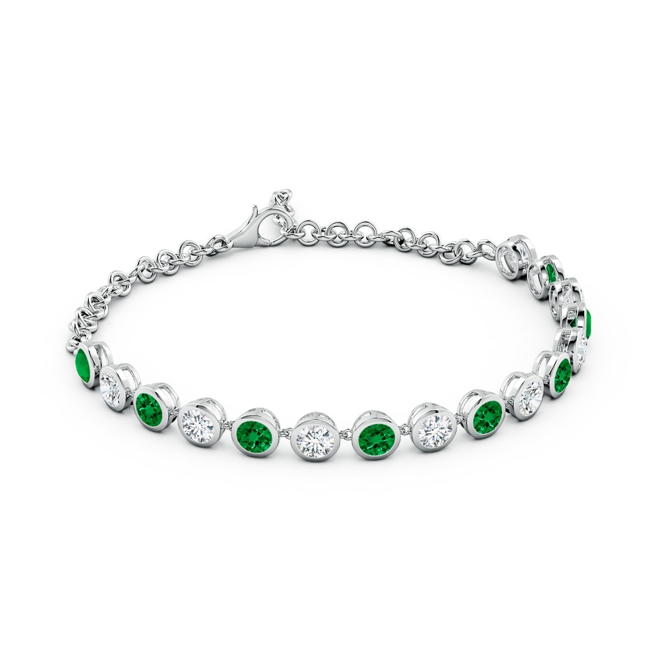 4mm Labgrown Round Lab-Grown Emerald and Diamond Chain Bracelet in White Gold Side 199