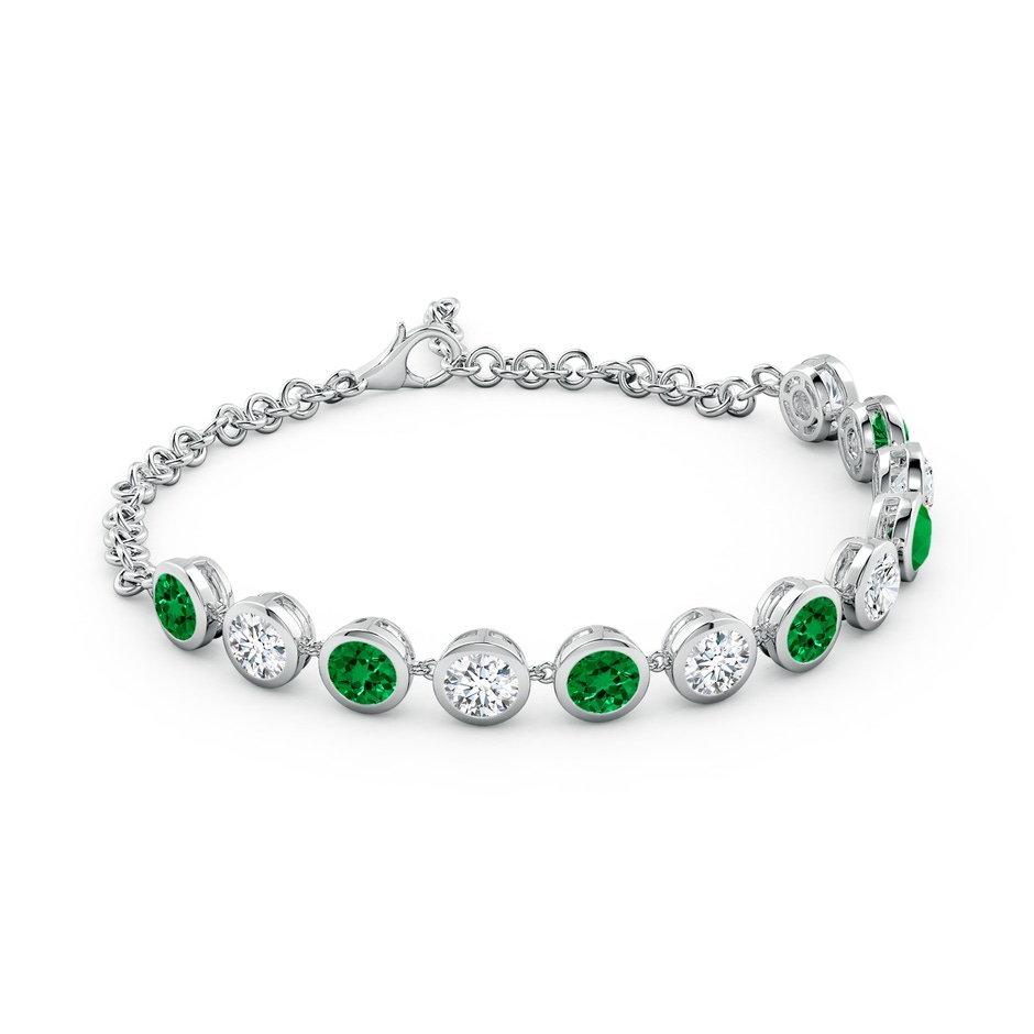 5mm Labgrown Round Lab-Grown Emerald and Diamond Chain Bracelet in White Gold side 199