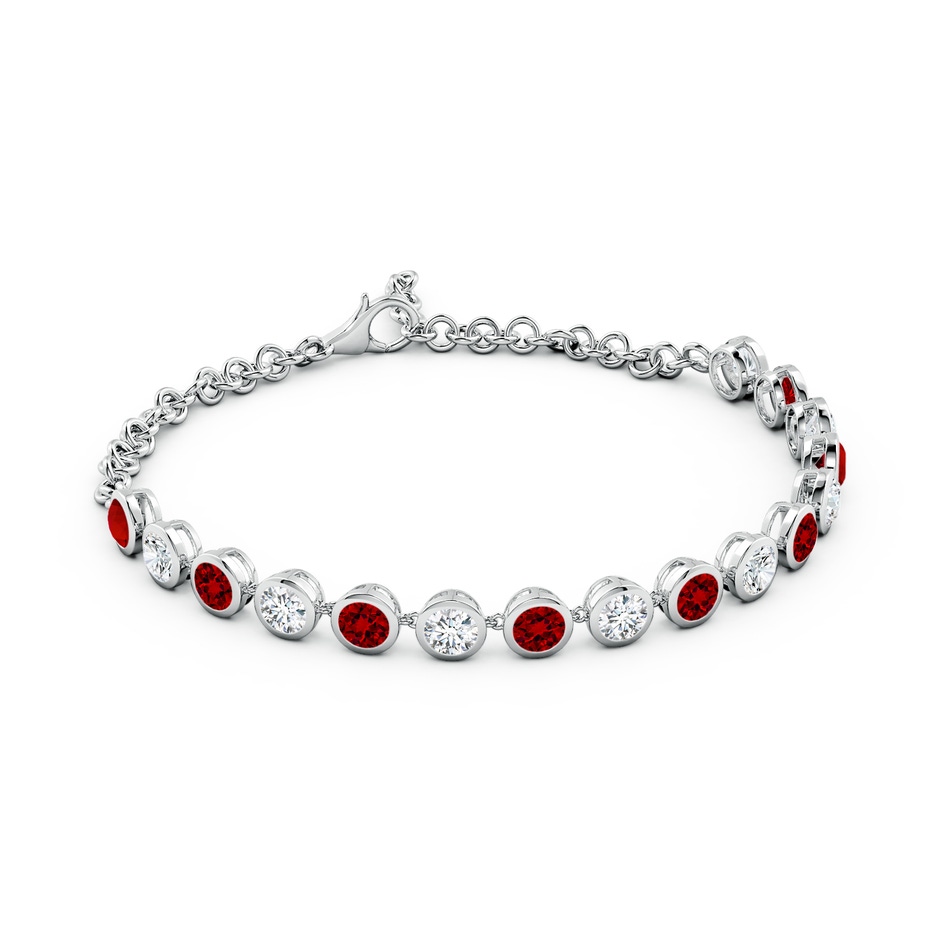 4mm Labgrown Round Lab-Grown Ruby and Diamond Chain Bracelet in White Gold side 199