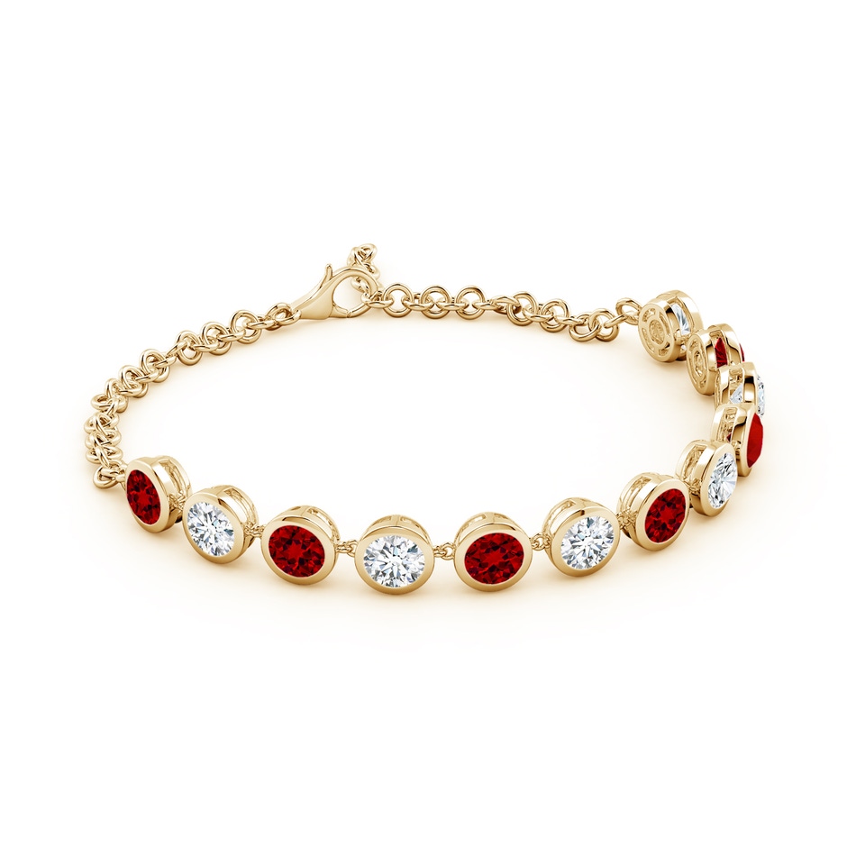 5mm Labgrown Round Lab-Grown Ruby and Diamond Chain Bracelet in Yellow Gold side 199