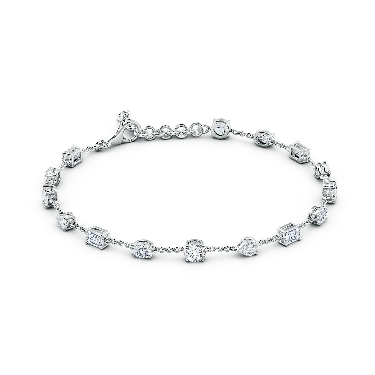 4.1mm FGVS Multi-Shape Lab-Grown Diamond Station Bracelet in 18K White Gold