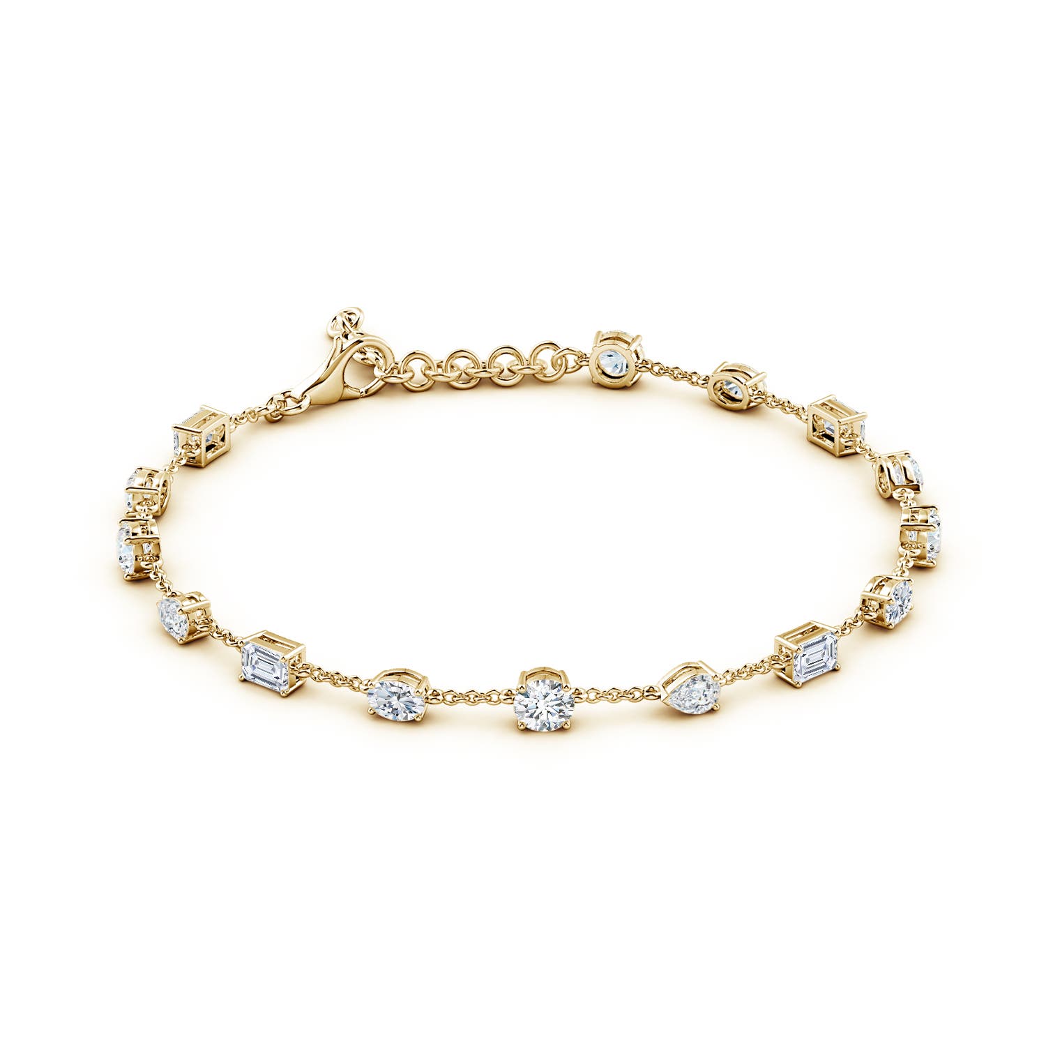 4.1mm FGVS Multi-Shape Lab-Grown Diamond Station Bracelet in 18K Yellow Gold