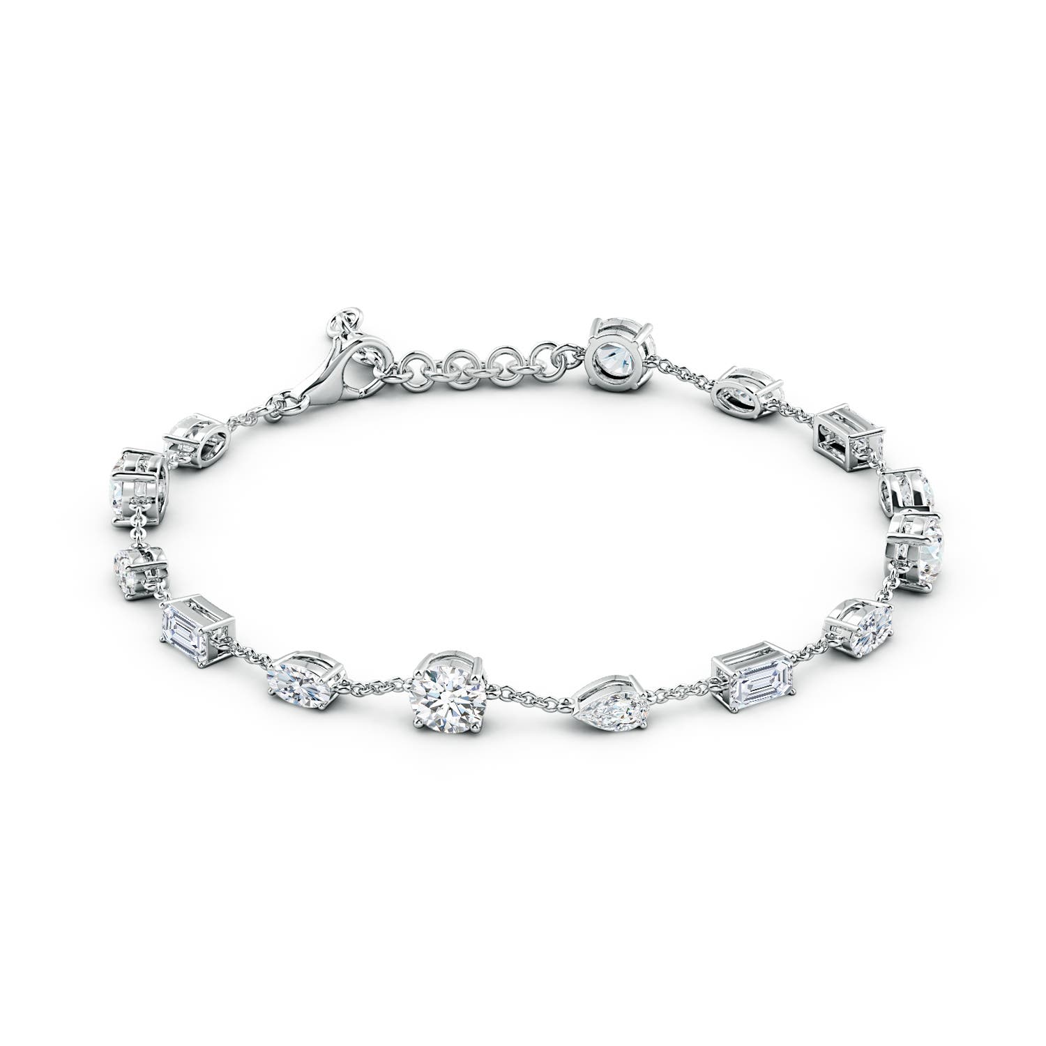 5.1mm FGVS Multi-Shape Lab-Grown Diamond Station Bracelet in White Gold - side 3