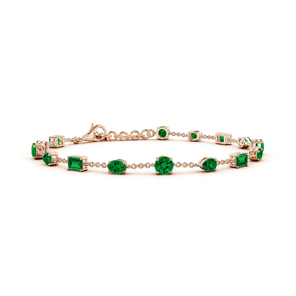 4mm Labgrown Multi-Shape Lab-Grown Emerald Station Bracelet in Rose Gold