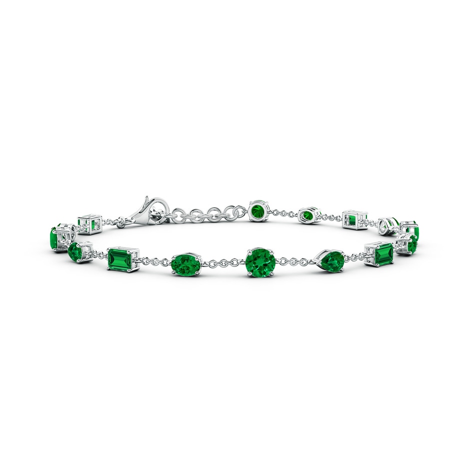 4mm Labgrown Multi-Shape Lab-Grown Emerald Station Bracelet in White Gold 