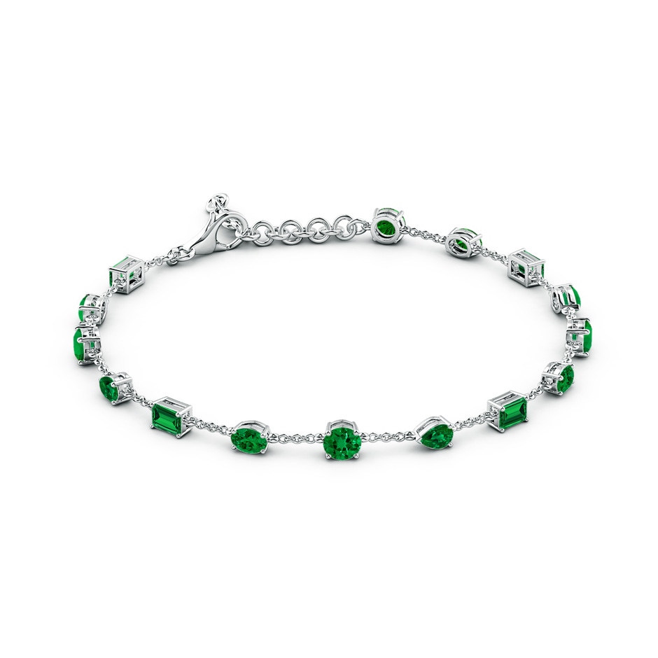 4mm Labgrown Multi-Shape Lab-Grown Emerald Station Bracelet in White Gold Side 199