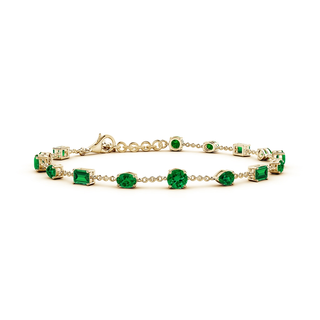 4mm Labgrown Multi-Shape Lab-Grown Emerald Station Bracelet in Yellow Gold