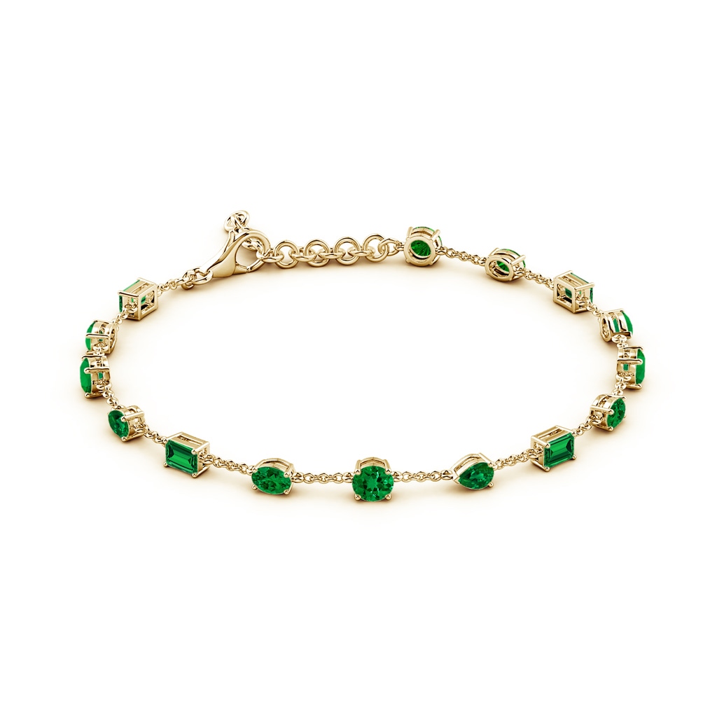 4mm Labgrown Multi-Shape Lab-Grown Emerald Station Bracelet in Yellow Gold - side 199