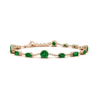 5mm Labgrown Multi-Shape Lab-Grown Emerald Station Bracelet in Rose Gold