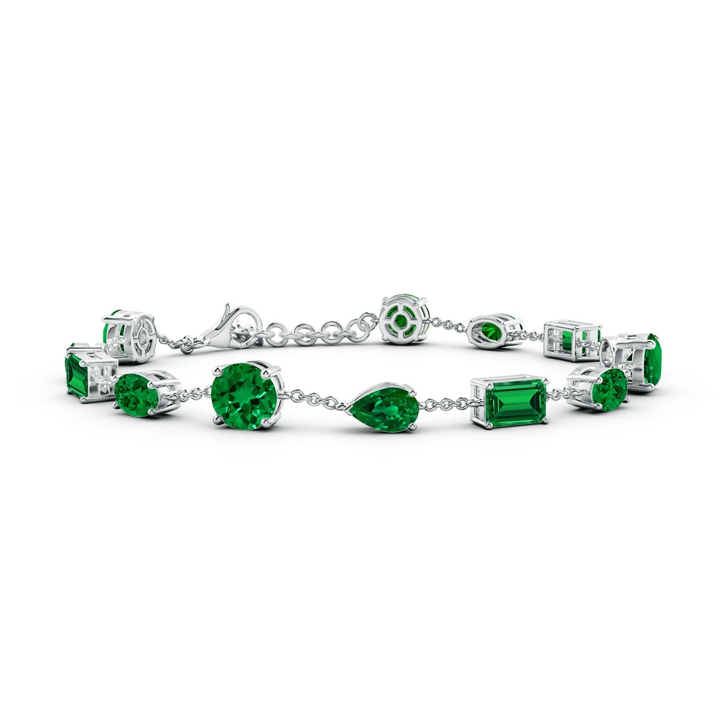 6mm Labgrown Multi-Shape Lab-Grown Emerald Station Bracelet in White Gold