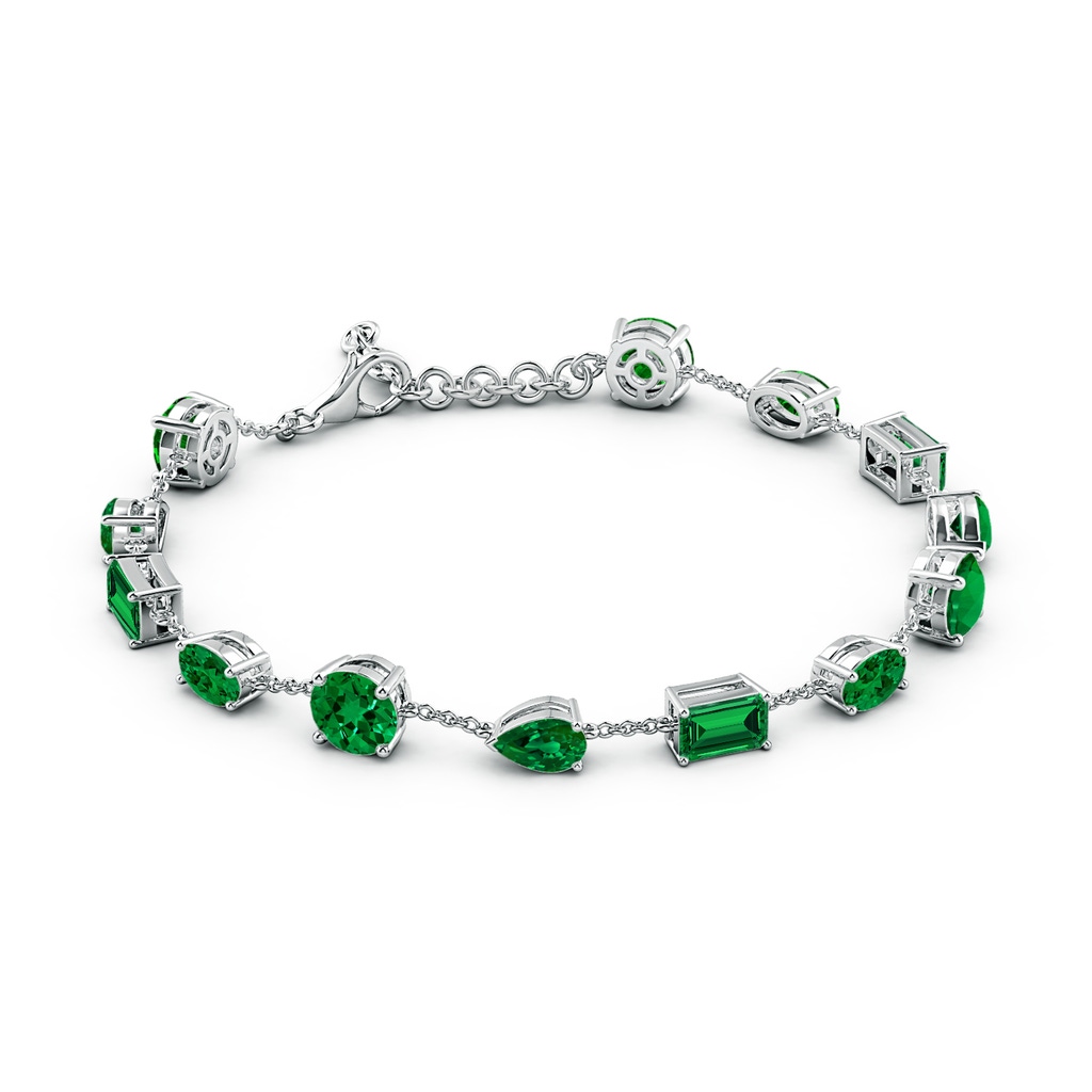 6mm Labgrown Multi-Shape Lab-Grown Emerald Station Bracelet in White Gold - side 199