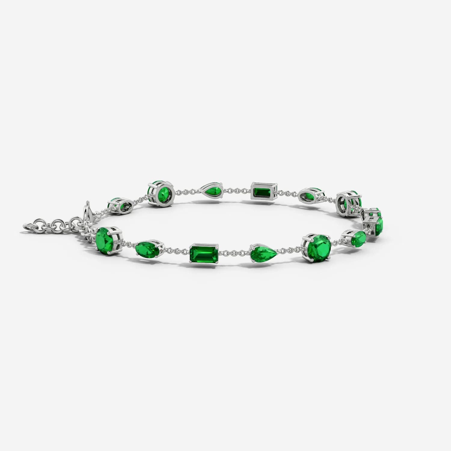 Multi-Shape Lab-Grown Emerald Station Bracelet