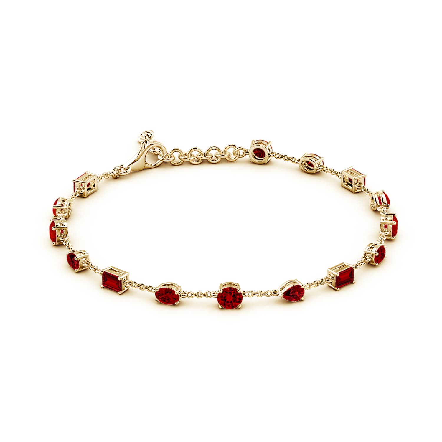 4mm Labgrown Multi-Shape Lab-Grown Ruby Station Bracelet in 18K Yellow Gold