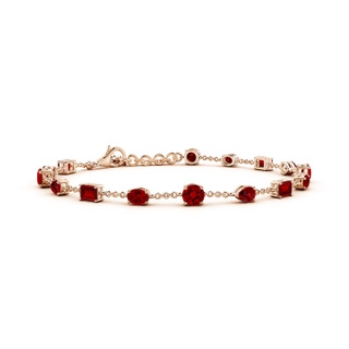 4mm Labgrown Multi-Shape Lab-Grown Ruby Station Bracelet in 9K Rose Gold