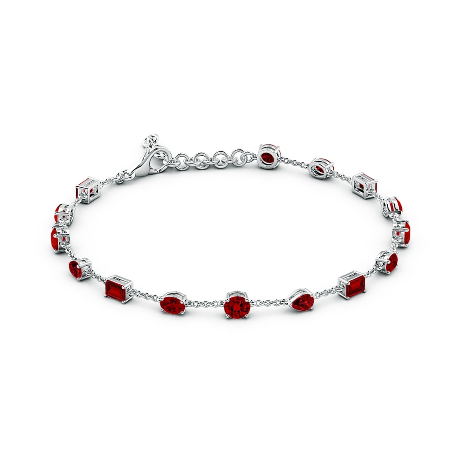 4mm Labgrown Multi-Shape Lab-Grown Ruby Station Bracelet in White Gold Side 199