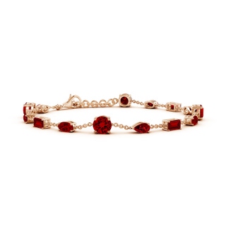 5mm Labgrown Multi-Shape Lab-Grown Ruby Station Bracelet in Rose Gold