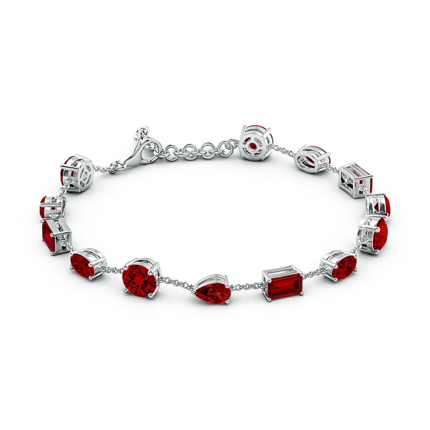 6mm Labgrown Multi-Shape Lab-Grown Ruby Station Bracelet in 18K White Gold