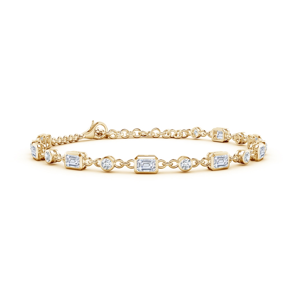 4x3mm FGVS Emerald-Cut and Round Lab-Grown Diamond Station Bracelet in Yellow Gold 