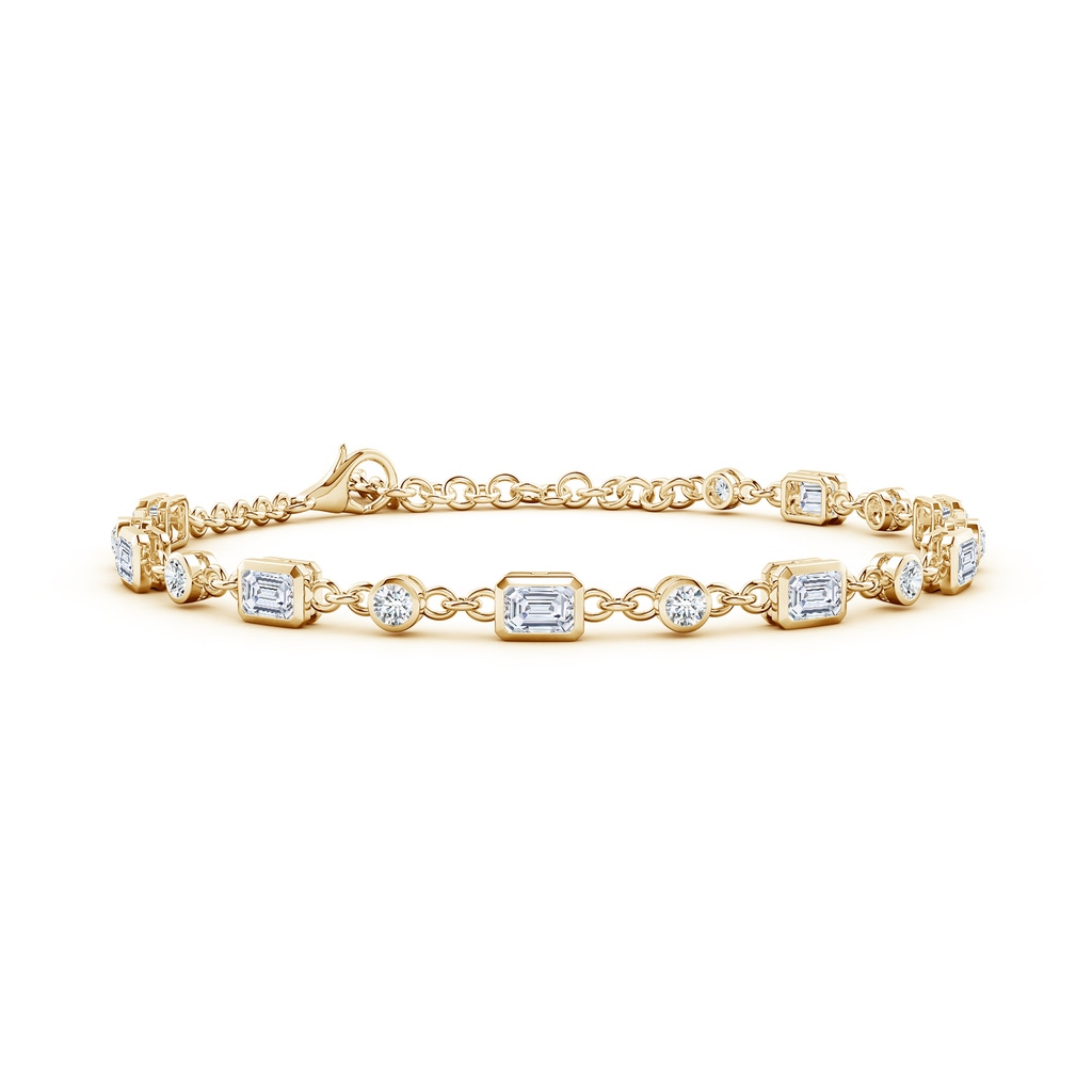 4x3mm FGVS Emerald-Cut and Round Lab-Grown Diamond Station Bracelet in Yellow Gold