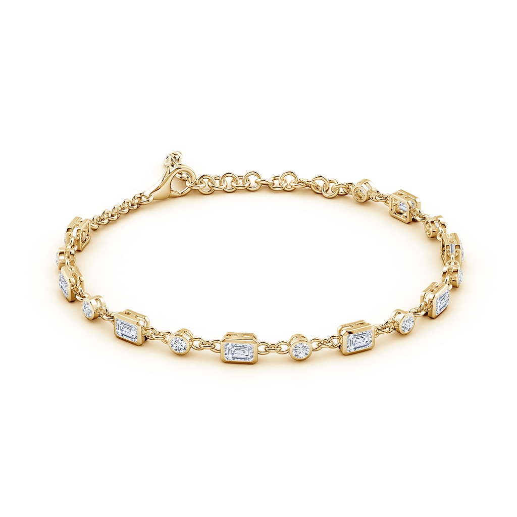 4x3mm FGVS Emerald-Cut and Round Lab-Grown Diamond Station Bracelet in Yellow Gold Side 199