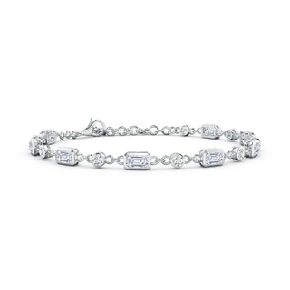 5x3mm FGVS Emerald-Cut and Round Lab-Grown Diamond Station Bracelet in White Gold