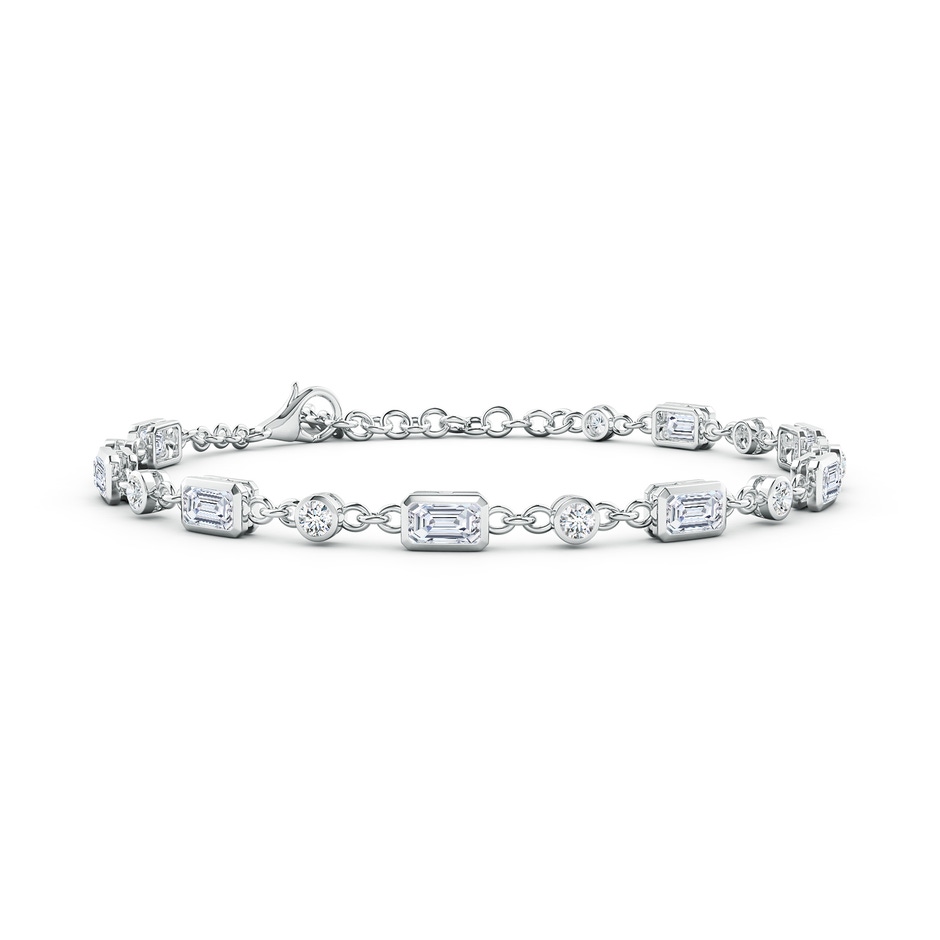 5x3mm FGVS Emerald-Cut and Round Lab-Grown Diamond Station Bracelet in White Gold 