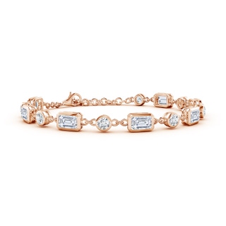 6x4mm FGVS Emerald-Cut and Round Lab-Grown Diamond Station Bracelet in 18K Rose Gold