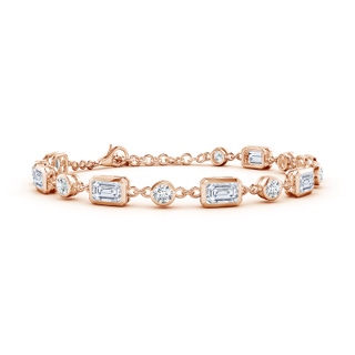 6x4mm FGVS Emerald-Cut and Round Lab-Grown Diamond Station Bracelet in Rose Gold