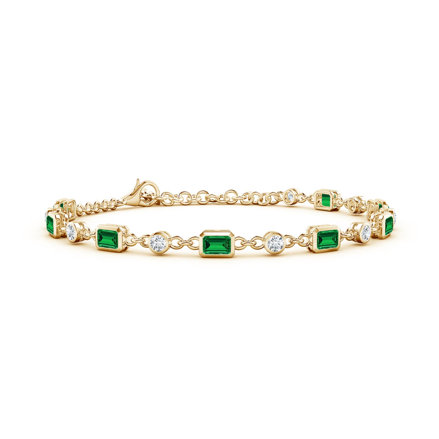 Yellow Gold Lab Grown Emerald Bracelets