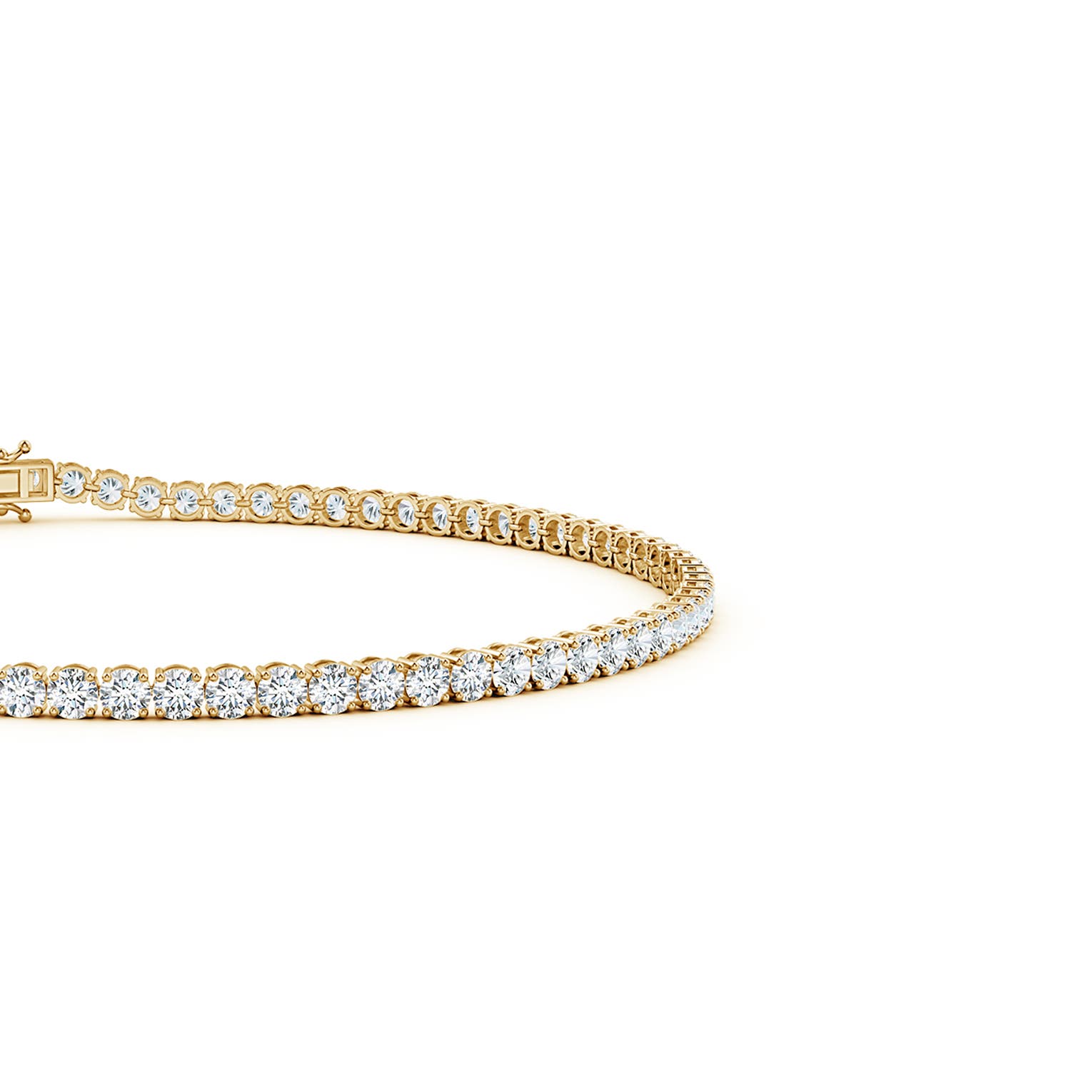 2mm FGVS Round Lab-Grown Diamond Classic Tennis Bracelet in Yellow Gold - side 3