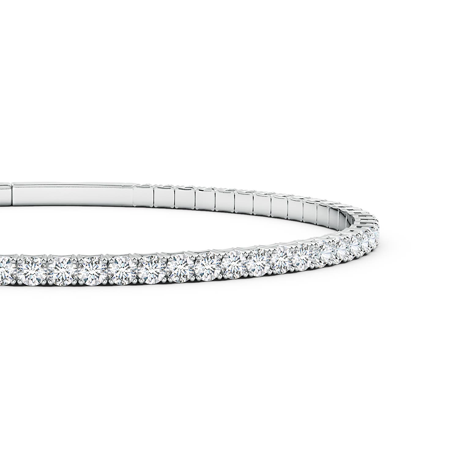 2.4mm FGVS Classic Round Lab-Grown Diamond Flex Bangle in White Gold - side 3