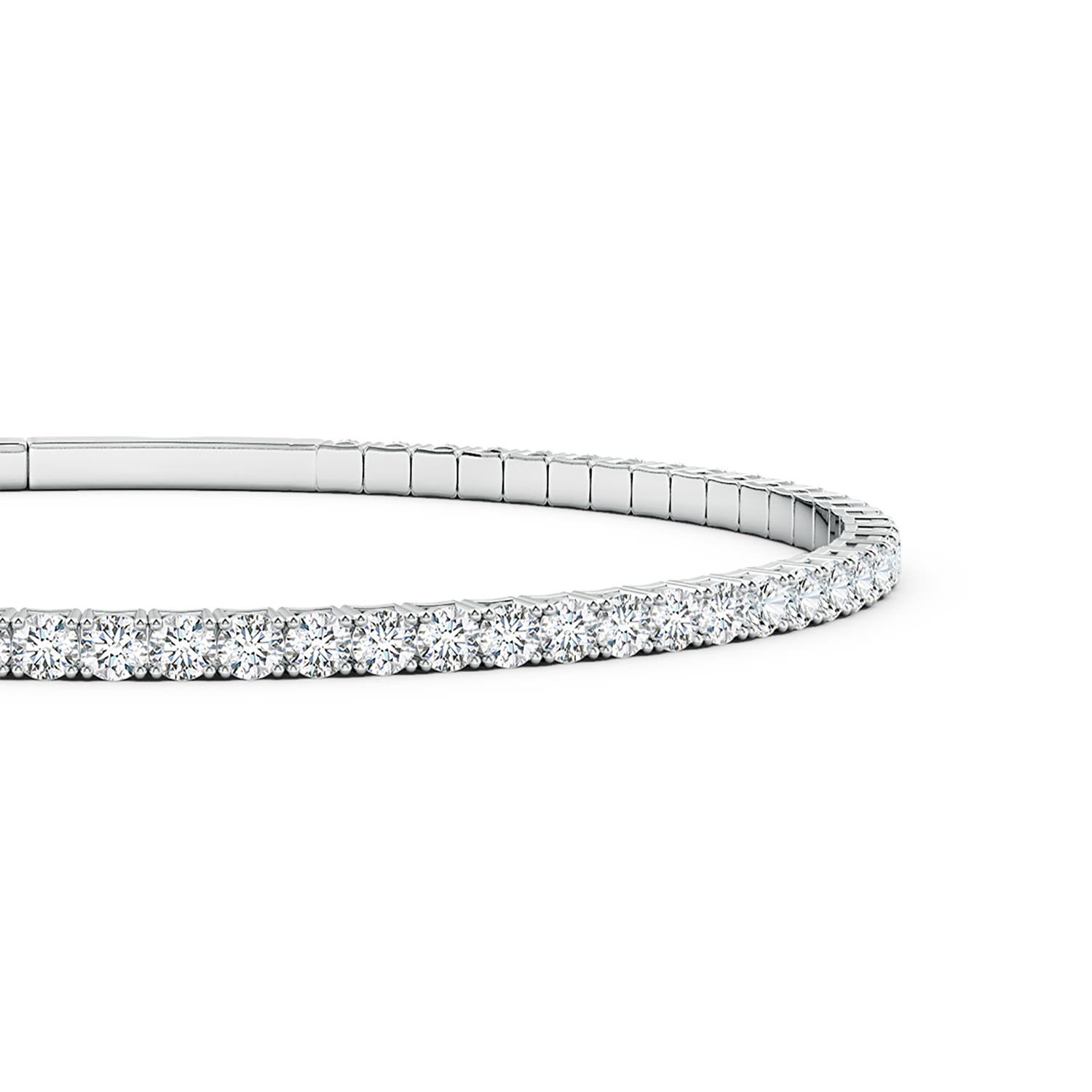 2mm FGVS Classic Round Lab-Grown Diamond Flex Bangle in White Gold
