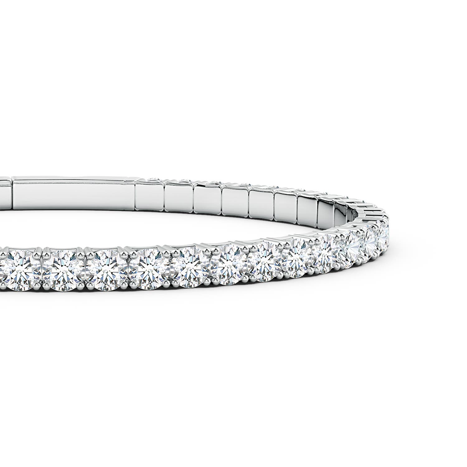 3.5mm FGVS Classic Round Lab-Grown Diamond Flex Bangle in White Gold - side 3
