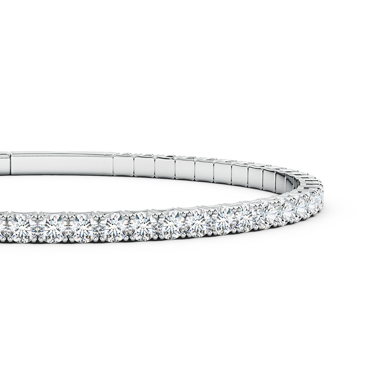3mm FGVS Classic Round Lab-Grown Diamond Flex Bangle in White Gold