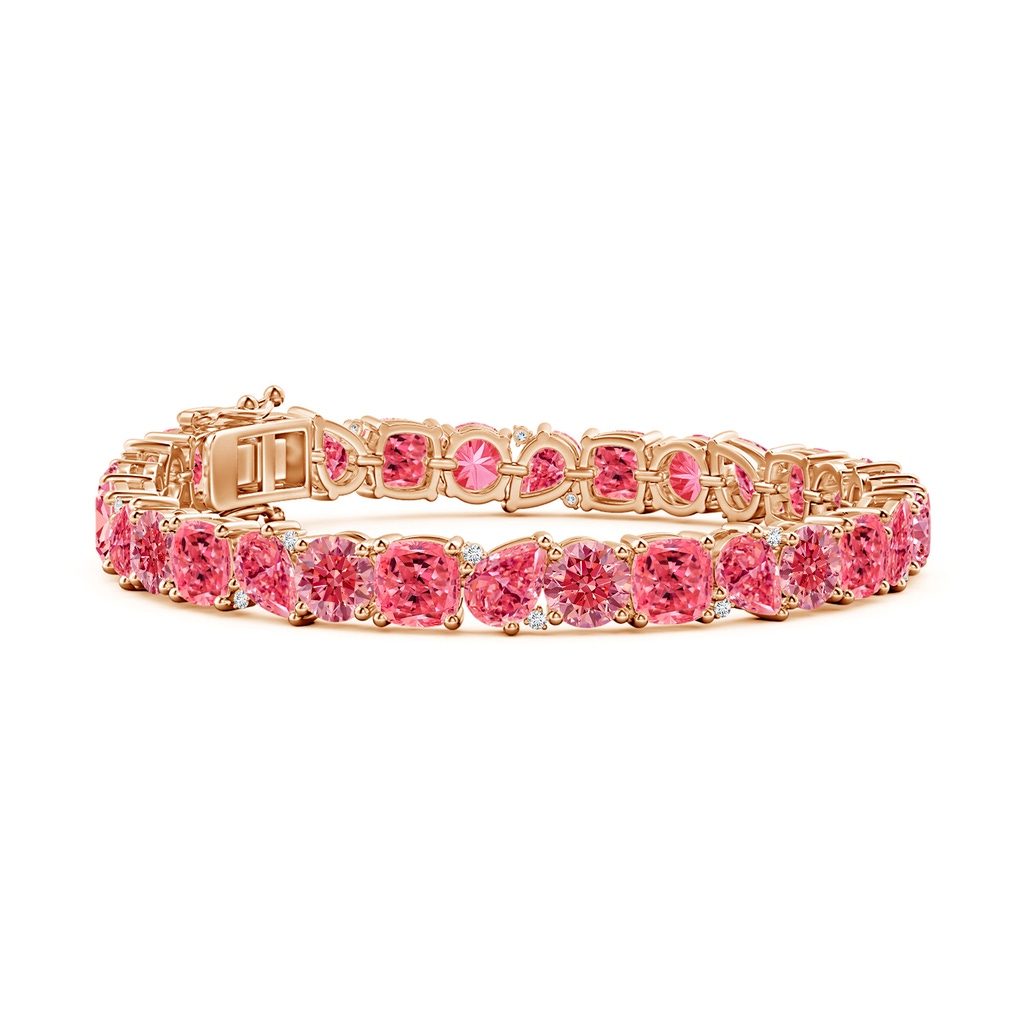 7x5mm Labgrown Aurora Multi-Shape Lab-Grown Fancy Intense Pink Diamond Tennis Bracelet in 18K Rose Gold