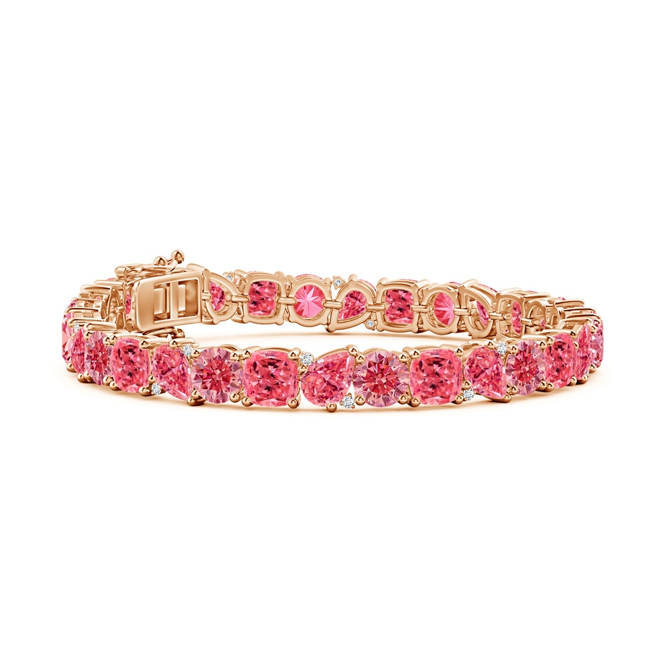 7x5mm Labgrown Aurora Multi-Shape Lab-Grown Fancy Intense Pink Diamond Tennis Bracelet in 18K Rose Gold 