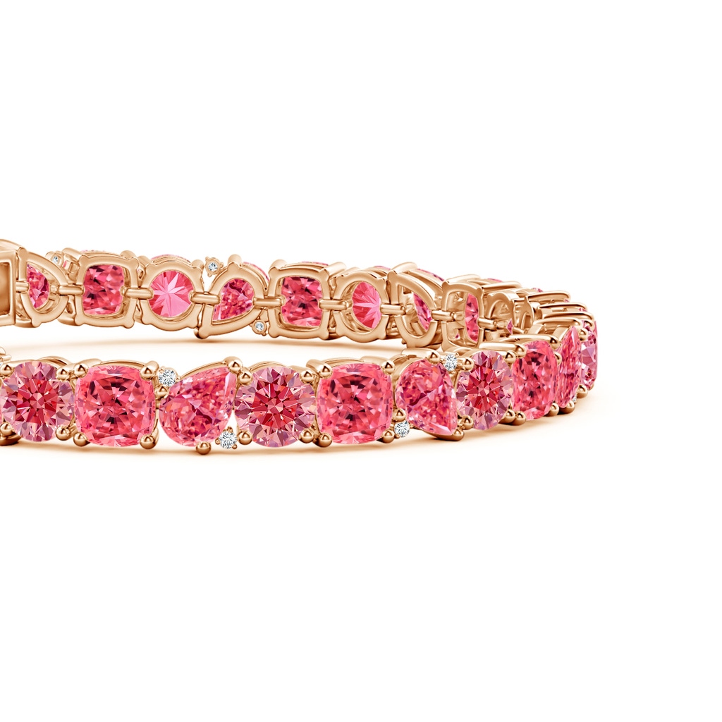 7x5mm Labgrown Aurora Multi-Shape Lab-Grown Fancy Intense Pink Diamond Tennis Bracelet in 18K Rose Gold - side 199