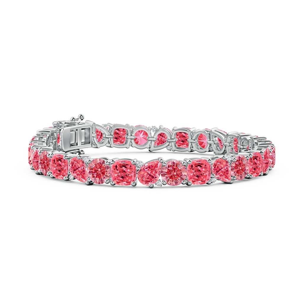 7x5mm Labgrown Aurora Multi-Shape Lab-Grown Fancy Intense Pink Diamond Tennis Bracelet in 18K White Gold