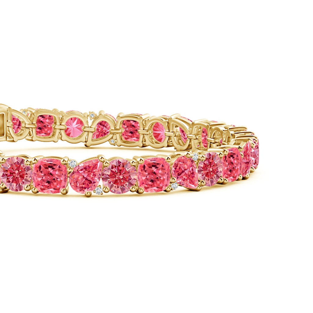 7x5mm Labgrown Aurora Multi-Shape Lab-Grown Fancy Intense Pink Diamond Tennis Bracelet in 18K Yellow Gold - side 199