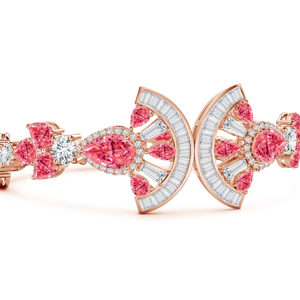 9.5x6mm Labgrown Aurora Nature-Inspired Lab-Grown Fancy Intense Pink and White Diamond Halo Bracelet in 18K Rose Gold - side 199