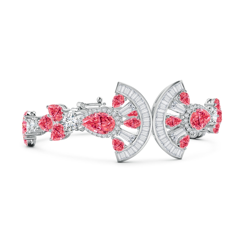 9.5x6mm Labgrown Aurora Nature-Inspired Lab-Grown Fancy Intense Pink and White Diamond Halo Bracelet in 18K White Gold