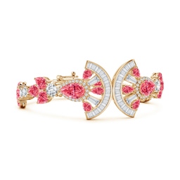 Halo Yellow Gold Lab Grown Pink Diamond Bracelets