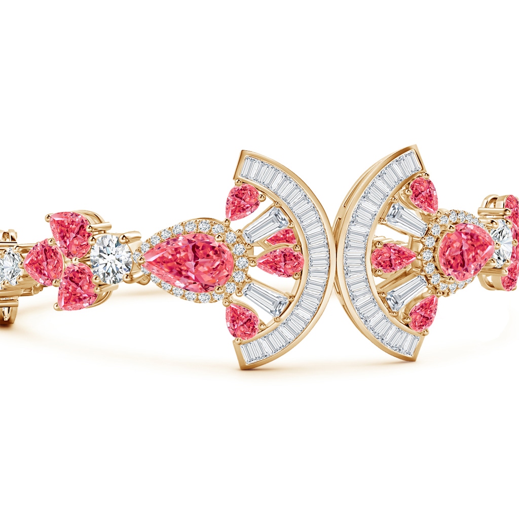 9.5x6mm Labgrown Aurora Nature-Inspired Lab-Grown Fancy Intense Pink and White Diamond Halo Bracelet in 18K Yellow Gold - side 199