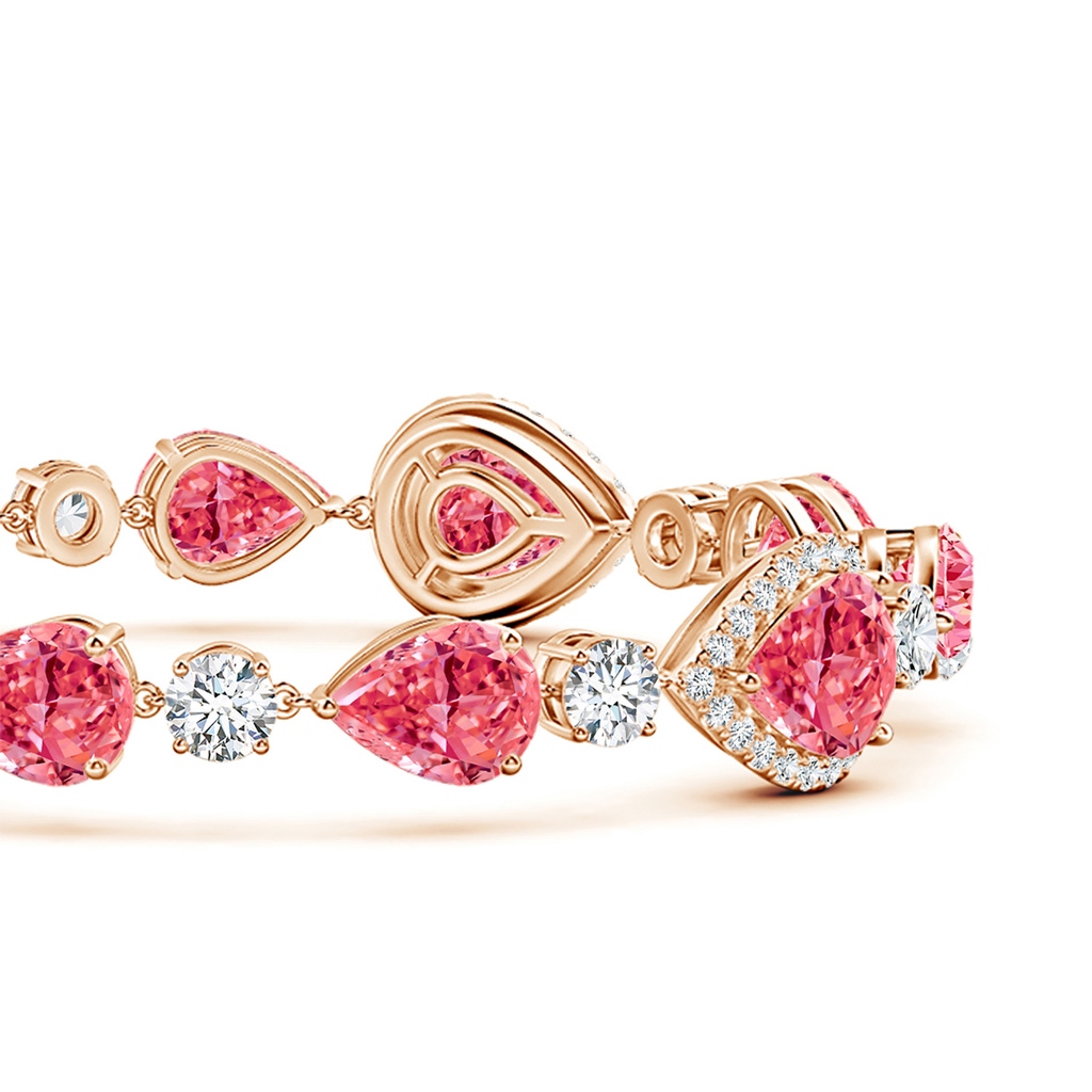 9.5x6mm Labgrown Aurora Pear Lab-Grown Fancy Intense Pink Diamond Halo Tennis Bracelet in 18K Rose Gold - side 199